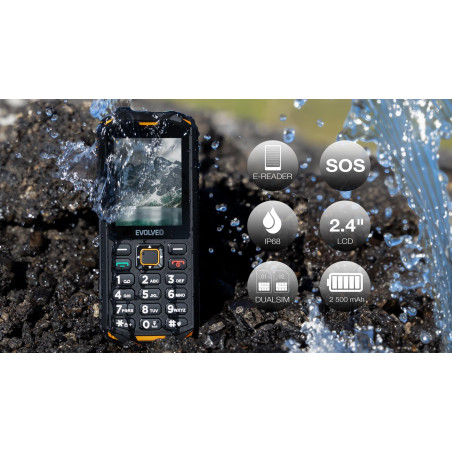 EVOLVEO StrongPhone X5, vodotesný odolný Dual SIM telefón, čierno-šedá
