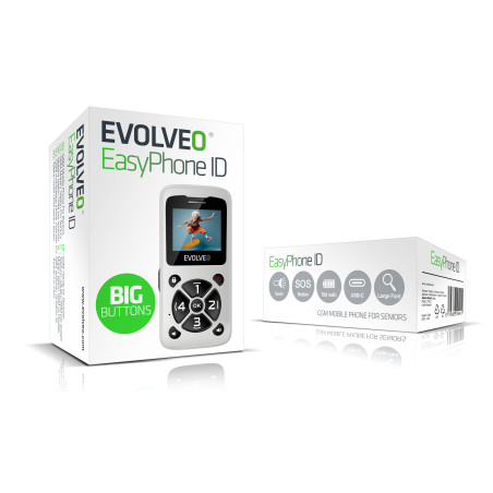 EVOLVEO EasyPhone ID, mobilný telefón pre seniorov, biela
