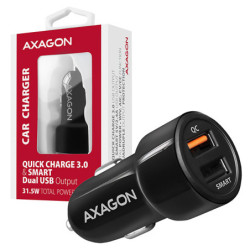AXAGON PWC-QC5, QUICK a SMART nabíjačka do auta, 2x port QC3.0 AFC FCP + 5V-2.6A, 31.5W
