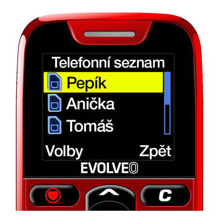 EVOLVEO EasyPhone, mobilný telefón pre seniorov s nabíjacím stojanom, červená