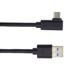 PremiumCord Kábel USB typ C M zahnutý konektor 90 ° - USB 3.0 A M, 1m