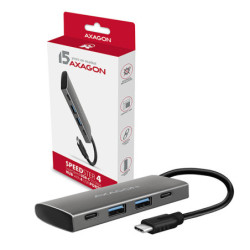 AXAGON HMC-4G2, USB-C 3.2 Gen 2 10 Gb s hub, porty 2x USB-A + 2x USB-C, kábel USB-C 13cm