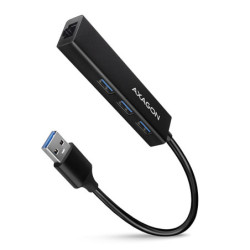 AXAGON HMA-GL3A, USB 3.2 Gen 1 hub, porty 3x USB-A + Gigabit Ethernet, kovový, kábel USB-A 20cm