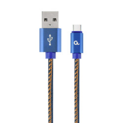 Gembird oplietaný denim USB-A USB-C kábel 1m