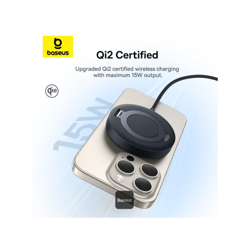 Baseus bezdrôtová nabíjacia magnetická podložka Simple Mini4 Qi2 15W čierna