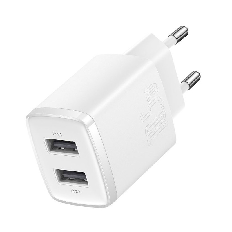 Baseus nabíjačka do siete Compact 2xUSB 10,5W biela