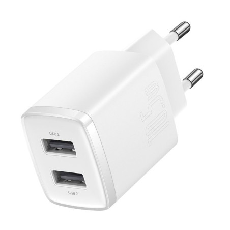 Baseus nabíjačka do siete Compact 2xUSB 10,5W biela