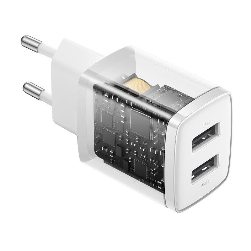 Baseus nabíjačka do siete Compact 2xUSB 10,5W biela