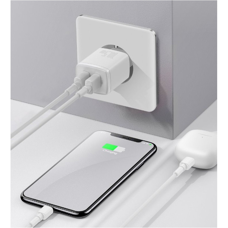 Baseus nabíjačka do siete Compact 2xUSB 10,5W biela