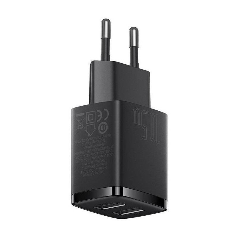 Baseus nabíjačka do siete Compact 2xUSB 10,5W čierna