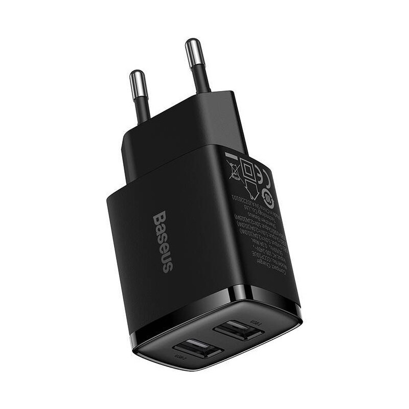 Baseus nabíjačka do siete Compact 2xUSB 10,5W čierna