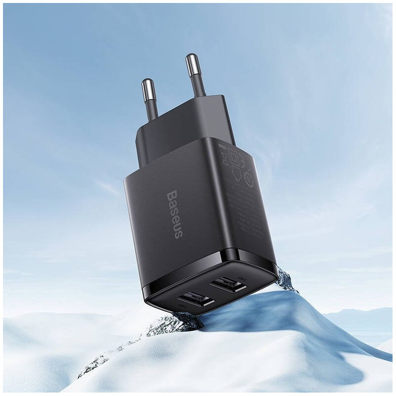 Baseus nabíjačka do siete Compact 2xUSB 10,5W čierna