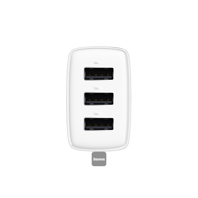 Baseus nabíjačka do siete Compact 3xUSB 17W biela