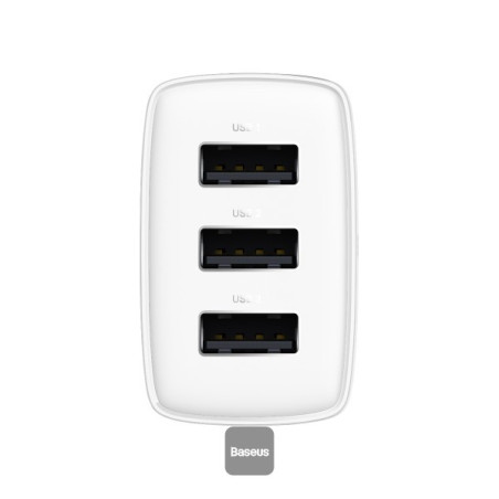 Baseus nabíjačka do siete Compact 3xUSB 17W biela