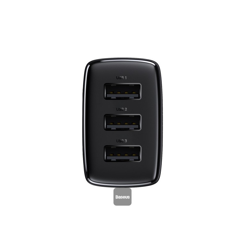 Baseus nabíjačka do siete Compact 3xUSB 17W čierna