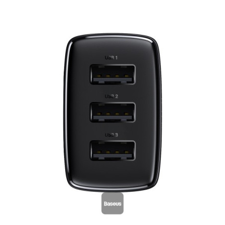 Baseus nabíjačka do siete Compact 3xUSB 17W čierna