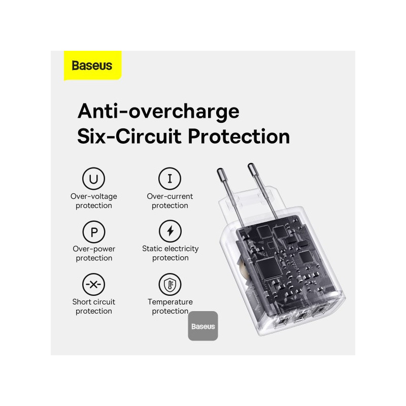 Baseus nabíjačka do siete Compact 3xUSB 17W čierna