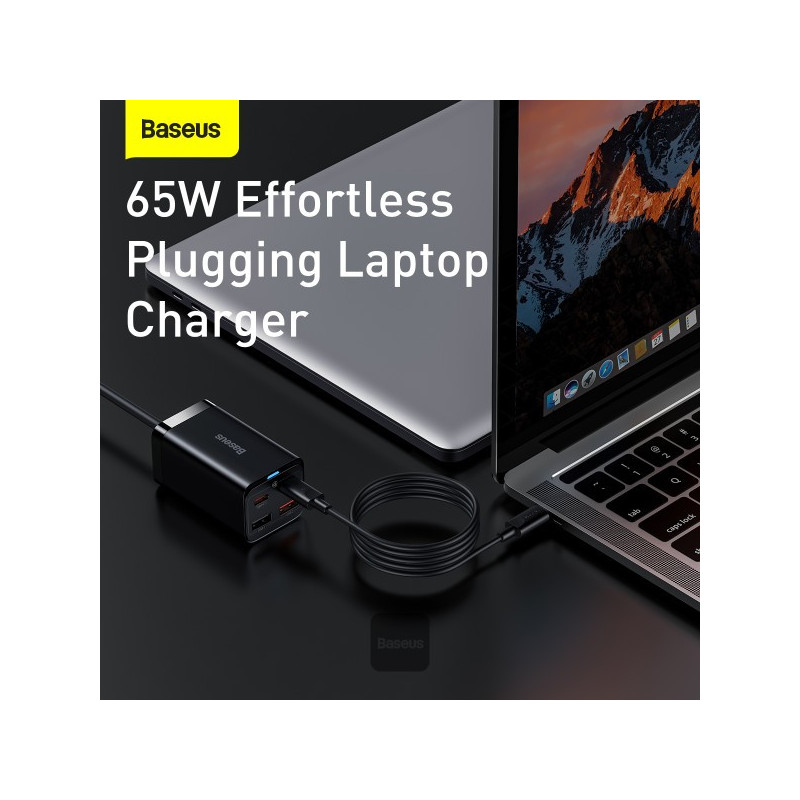Baseus rýchlonabíjačka do siete GaN3 Pro, 2x USB-C, 2x USB 65W čierna