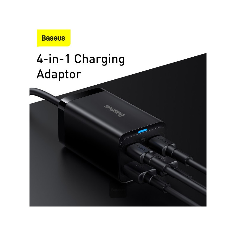 Baseus rýchlonabíjačka do siete GaN3 Pro, 2x USB-C, 2x USB 65W čierna