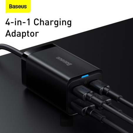Baseus rýchlonabíjačka do siete GaN3 Pro, 2x USB-C, 2x USB 65W čierna