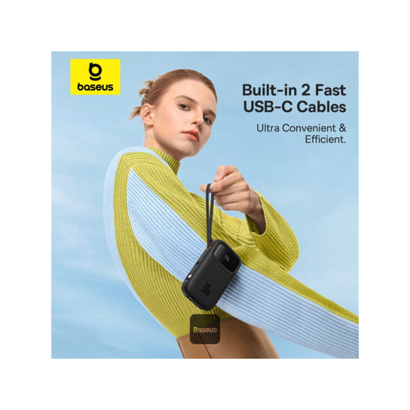 Baseus power banka Qpow 10000mAh 30W čierna s USB-C káblom