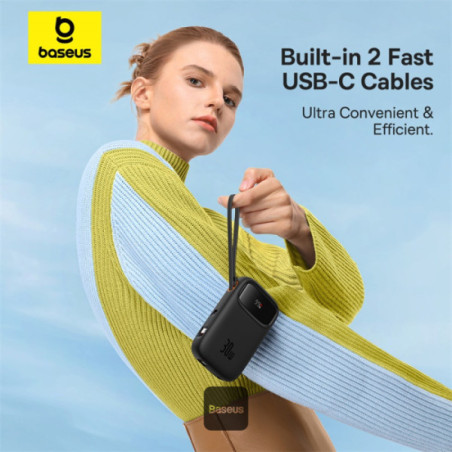 Baseus power banka Qpow 10000mAh 30W čierna s USB-C káblom