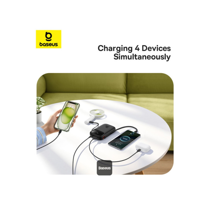 Baseus power banka Qpow 10000mAh 30W čierna s USB-C káblom