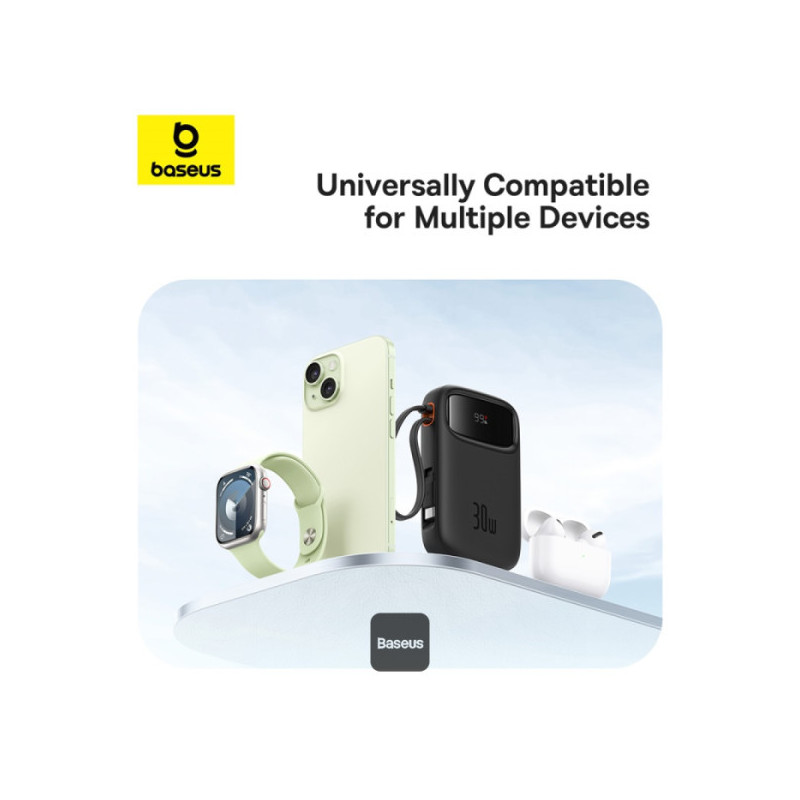 Baseus power banka Qpow 10000mAh 30W čierna s USB-C káblom
