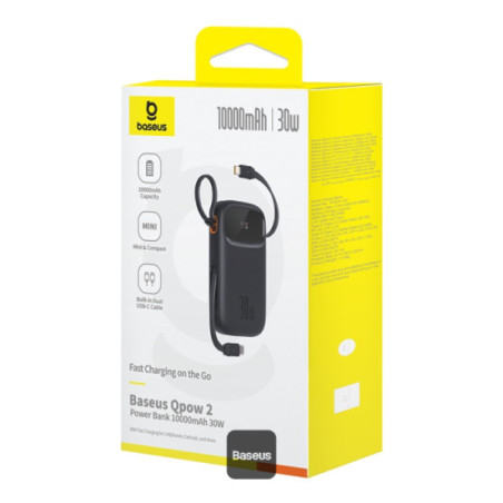 Baseus power banka Qpow 10000mAh 30W čierna s USB-C káblom