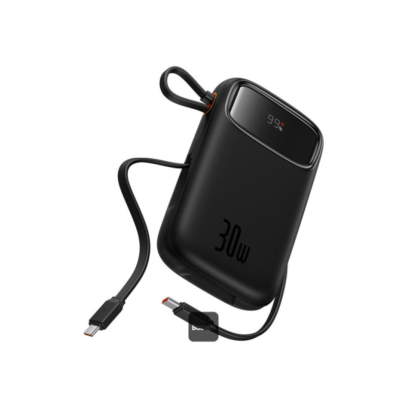 Baseus power banka Qpow 10000mAh 30W čierna s USB-C káblom