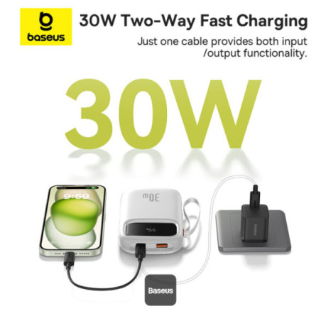 Baseus power banka Qpow 10000mAh 30W biela s USB-C káblom