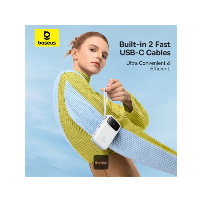 Baseus power banka Qpow 10000mAh 30W biela s USB-C káblom
