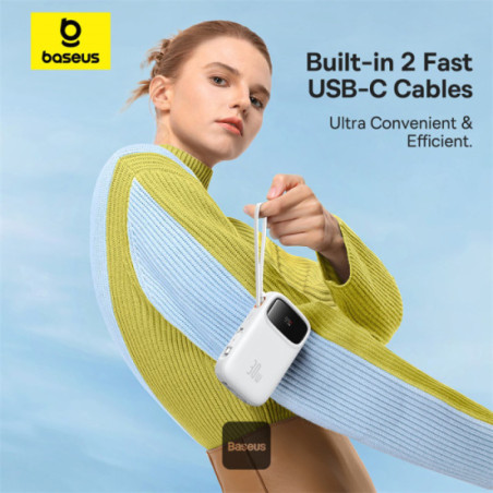 Baseus power banka Qpow 10000mAh 30W biela s USB-C káblom