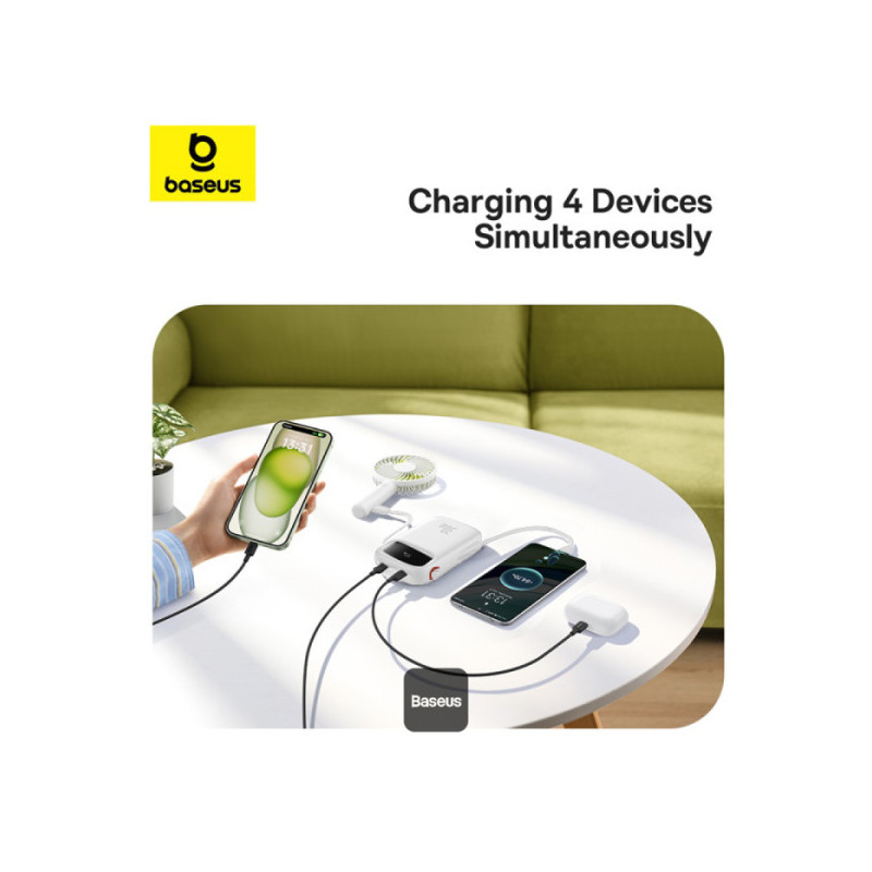 Baseus power banka Qpow 10000mAh 30W biela s USB-C káblom