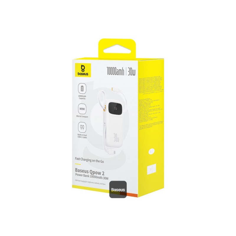 Baseus power banka Qpow 10000mAh 30W biela s USB-C káblom