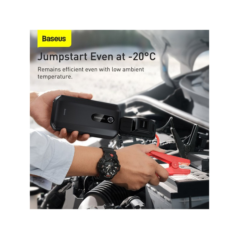 Baseus power banka Super Energy Air 10000 mAh so štartovacími káblami čierna