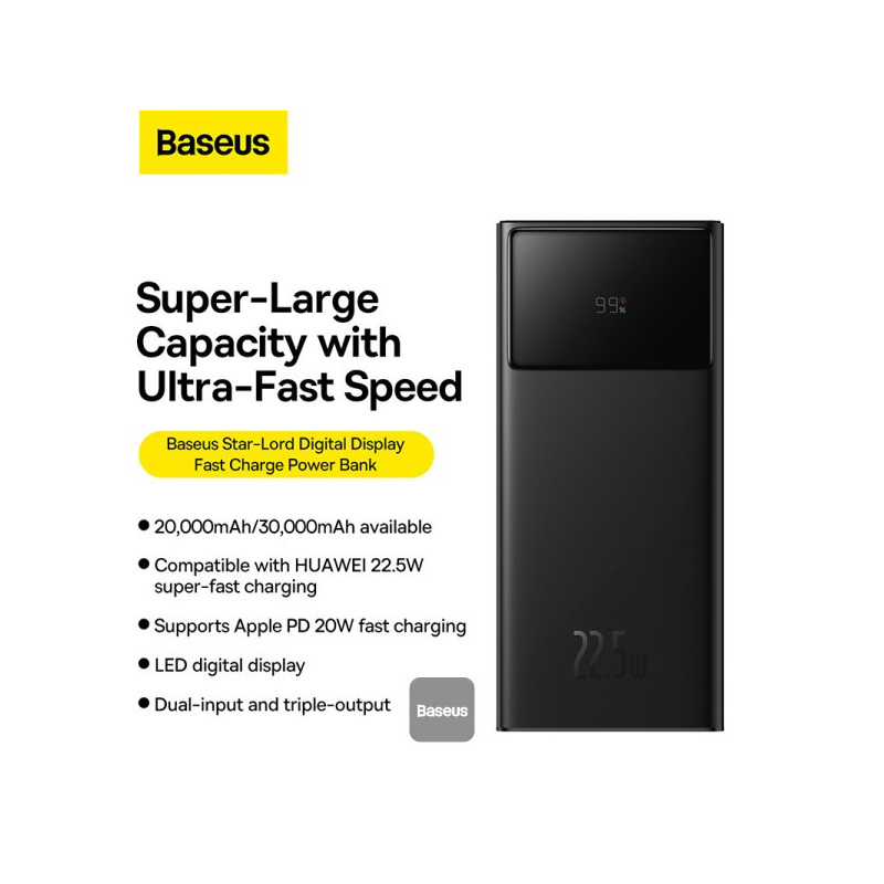 Baseus power banka Star-Lord 30000 mAh 22,5 W USB/USB-C čierna