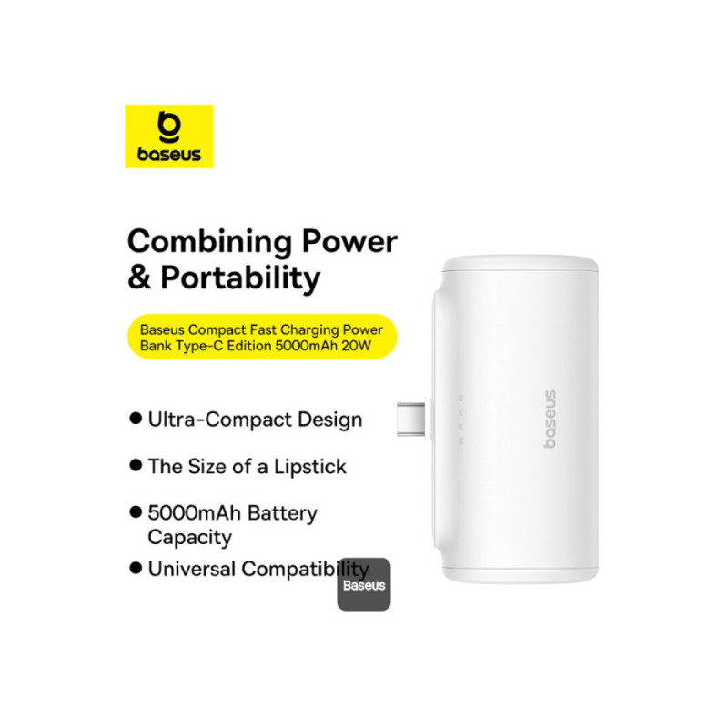 Baseus power banka 5000mAh 20W USB-C biela