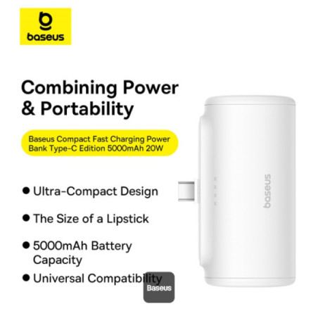 Baseus power banka 5000mAh 20W USB-C biela