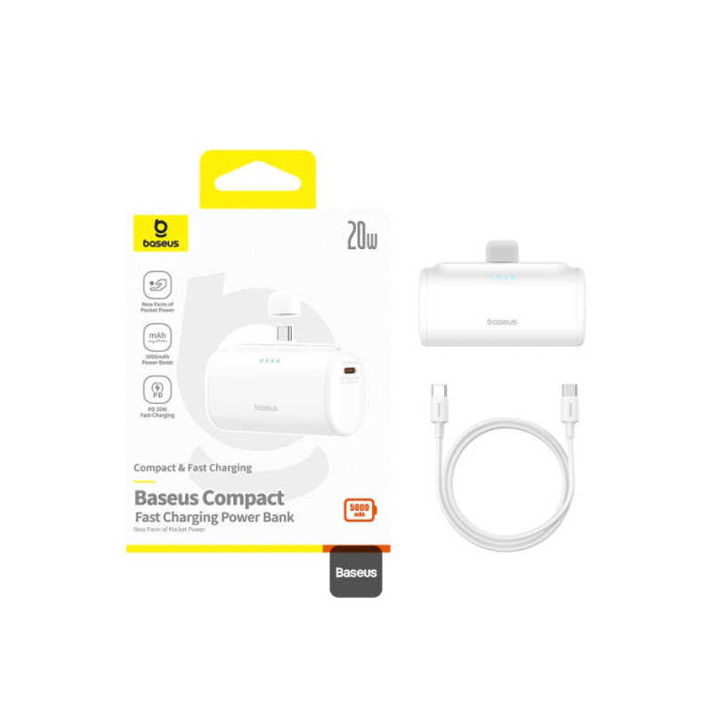 Baseus power banka 5000mAh 20W USB-C biela