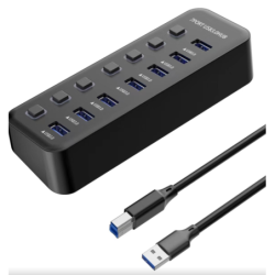 PremiumCord USB 3.2 Superspeed HUB 7-portový s vypínačmi portov