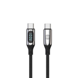 Dátový kábel s LCD Forever USB-C USB-C 1m 100W čierny