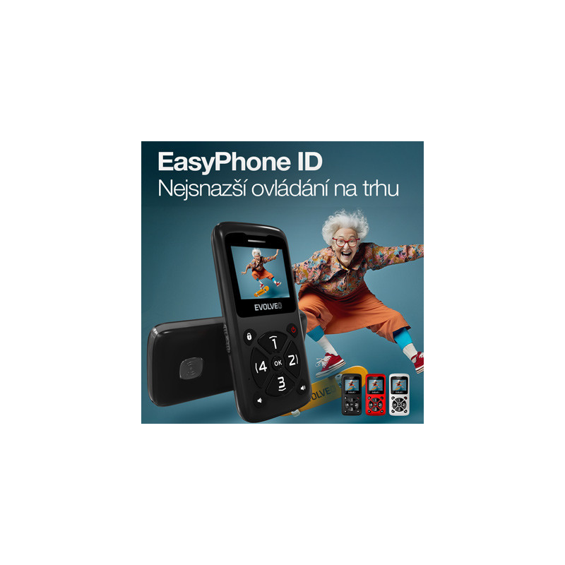 EVOLVEO EasyPhone ID, mobilný telefón pre seniorov, červená