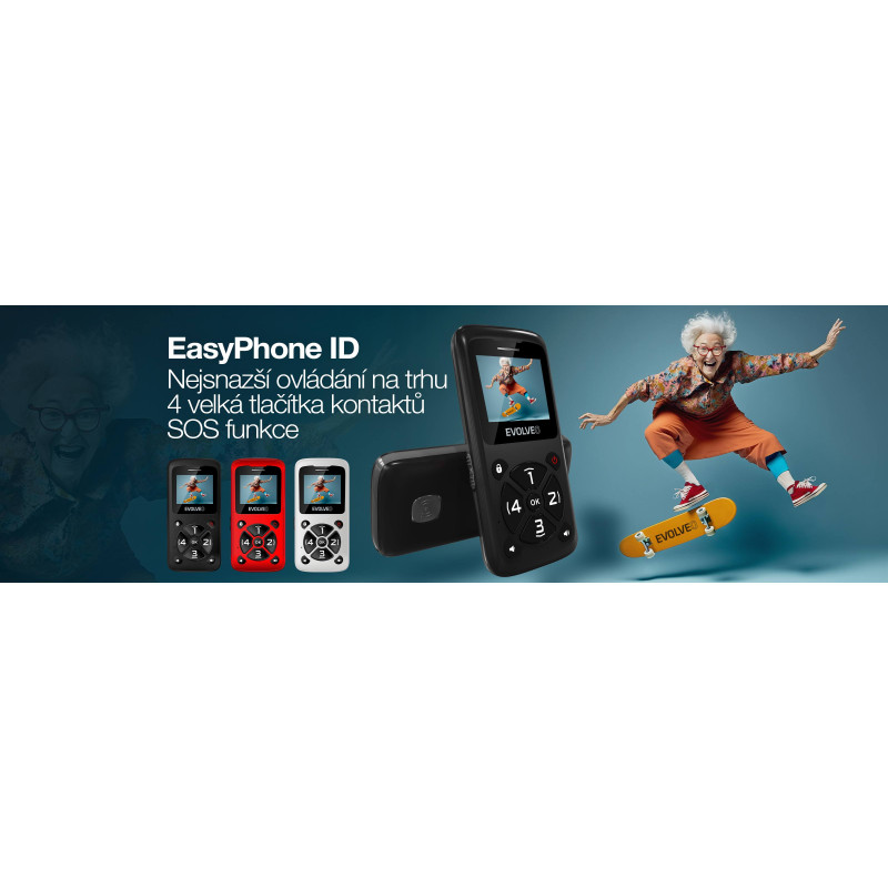 EVOLVEO EasyPhone ID, mobilný telefón pre seniorov, červená