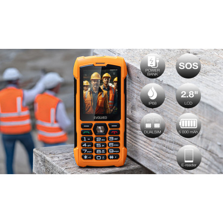 EVOLVEO StrongPhone H1, vodotesný odolný Dual SIM telefón, oranžová