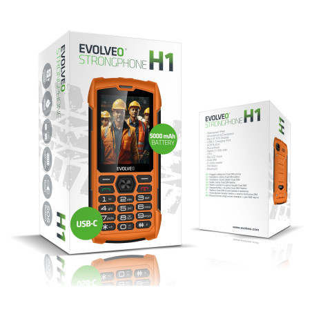 EVOLVEO StrongPhone H1, vodotesný odolný Dual SIM telefón, oranžová