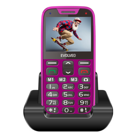 EVOLVEO EasyPhone XR, mobilný telefón pre seniorov s nabíjacím stojanom, ružový
