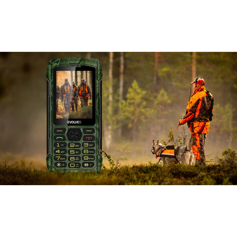 EVOLVEO StrongPhone H1, vodotesný odolný Dual SIM telefón, lovecká kamufláž