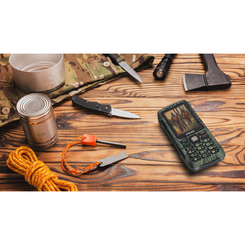 EVOLVEO StrongPhone H1, vodotesný odolný Dual SIM telefón, lovecká kamufláž