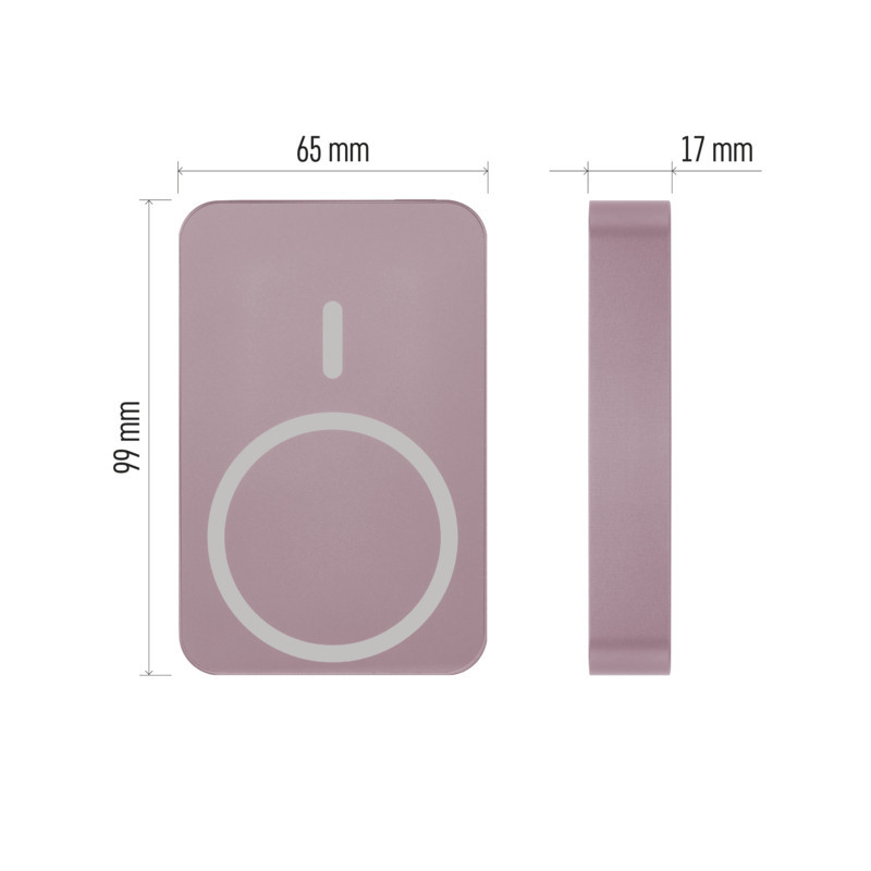 EMOS POWERBANKA WI1046, bezdrôtové nabíjanie 20W, 10.000mAh, LOSOSOVÁ, 1xUSB-C